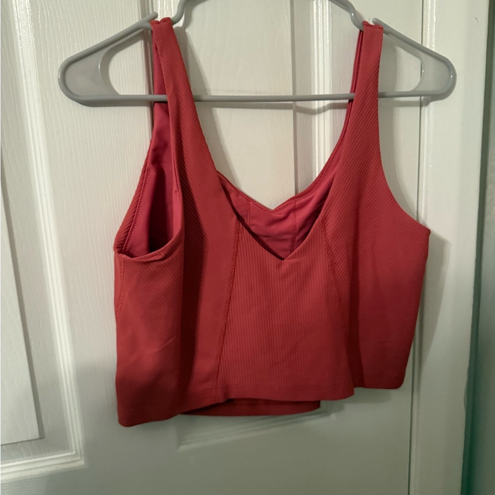 Red Ribbed Crop Top - Picture 2 of 4